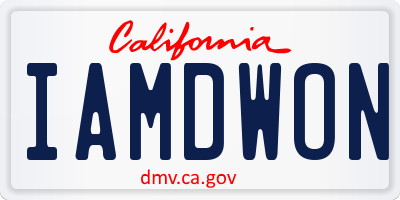 CA license plate IAMDWON