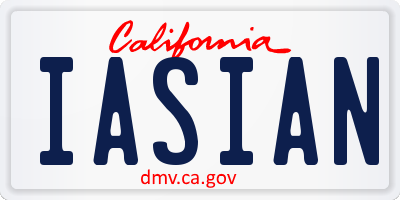 CA license plate IASIAN