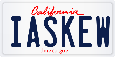 CA license plate IASKEW