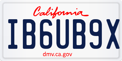 CA license plate IB6UB9X