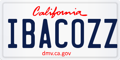 CA license plate IBACOZZ