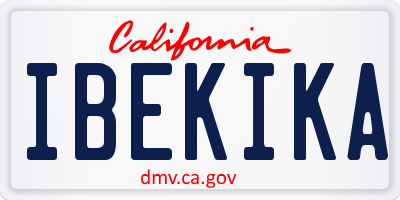 CA license plate IBEKIKA