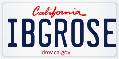 CA license plate IBGROSE