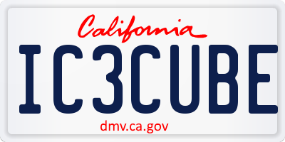 CA license plate IC3CUBE