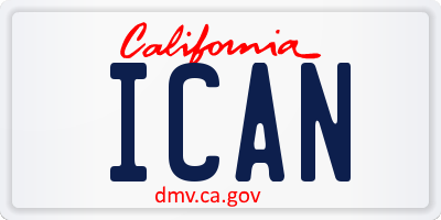 CA license plate ICAN