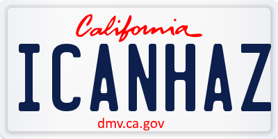 CA license plate ICANHAZ