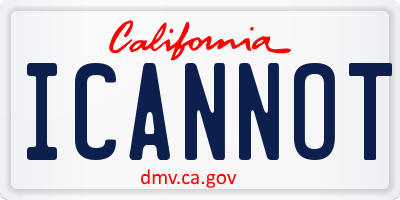 CA license plate ICANNOT