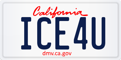 CA license plate ICE4U