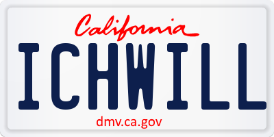 CA license plate ICHWILL