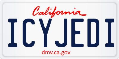 CA license plate ICYJEDI