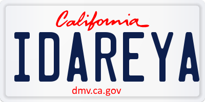 CA license plate IDAREYA