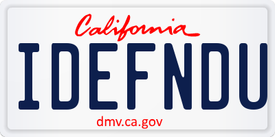 CA license plate IDEFNDU