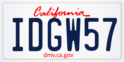 CA license plate IDGW57