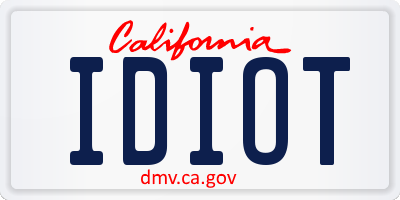 CA license plate IDIOT