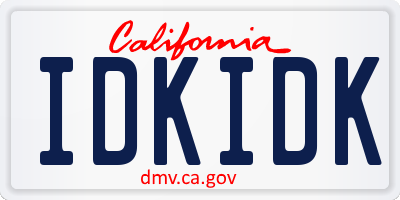 CA license plate IDKIDK