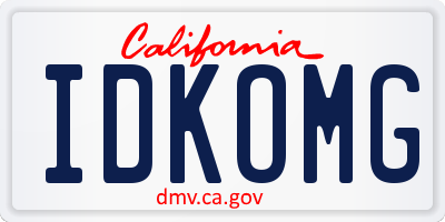 CA license plate IDKOMG