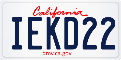 CA license plate IEKD22