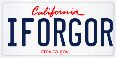 CA license plate IFORGOR