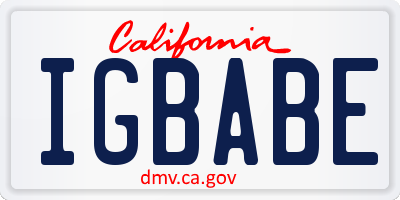 CA license plate IGBABE