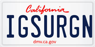 CA license plate IGSURGN