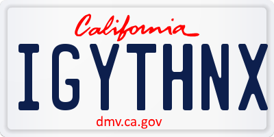 CA license plate IGYTHNX