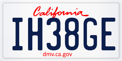 CA license plate IH38GE