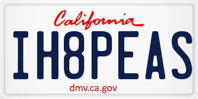 CA license plate IH8PEAS