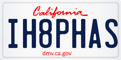 CA license plate IH8PHAS