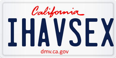 CA license plate IHAVSEX