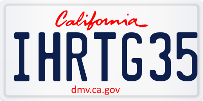 CA license plate IHRTG35