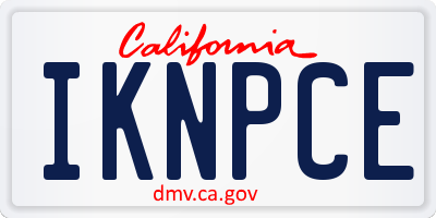 CA license plate IKNPCE