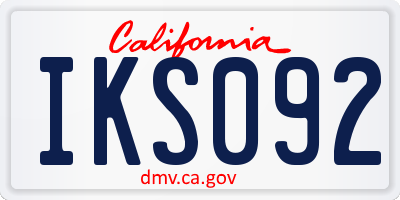 CA license plate IKS092