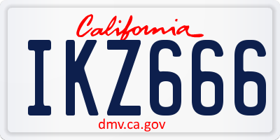 CA license plate IKZ666