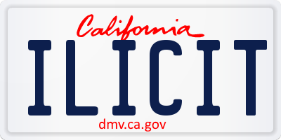 CA license plate ILICIT