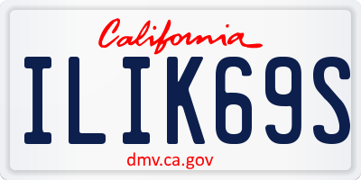 CA license plate ILIK69S