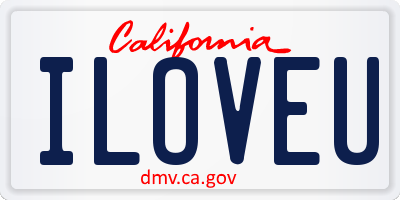 CA license plate ILOVEU