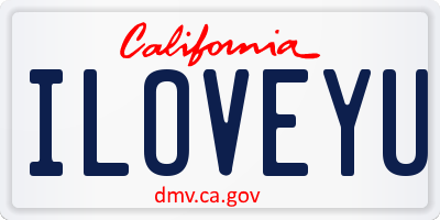 CA license plate ILOVEYU