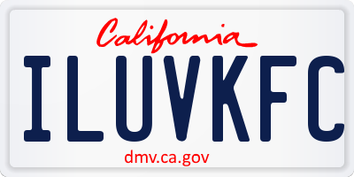 CA license plate ILUVKFC