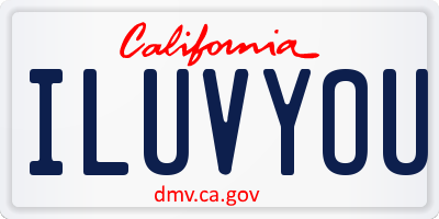 CA license plate ILUVYOU