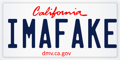 CA license plate IMAFAKE