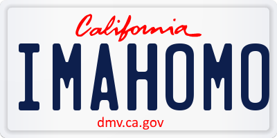 CA license plate IMAHOMO