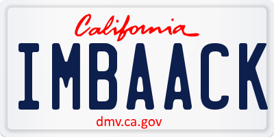 CA license plate IMBAACK