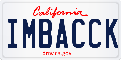 CA license plate IMBACCK