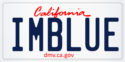 CA license plate IMBLUE