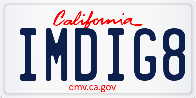 CA license plate IMDIG8