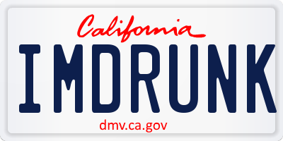 CA license plate IMDRUNK