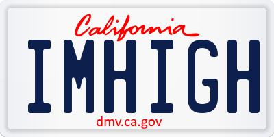 CA license plate IMHIGH