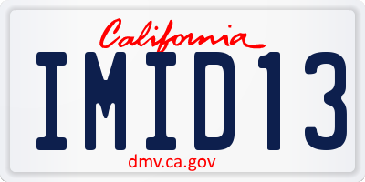 CA license plate IMID13