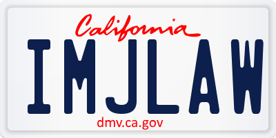 CA license plate IMJLAW