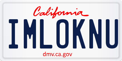 CA license plate IMLOKNU